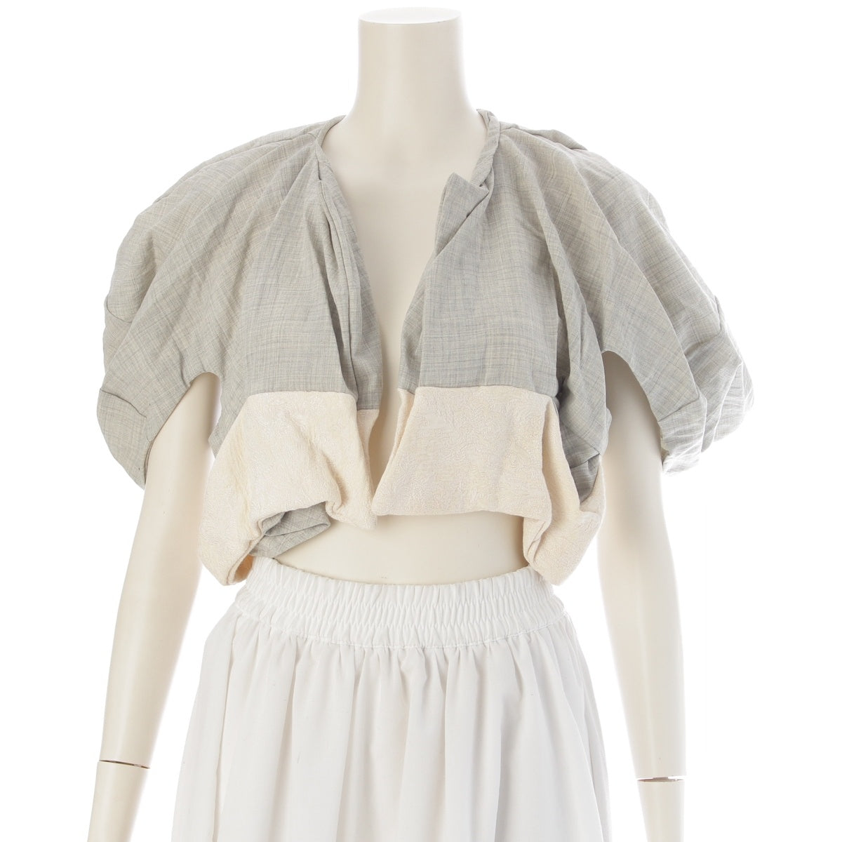 COMME des GARCONS wool Ultra-simple balloon big sleeve asymmetrical cropped top Jacket outer GT-11048S gray S