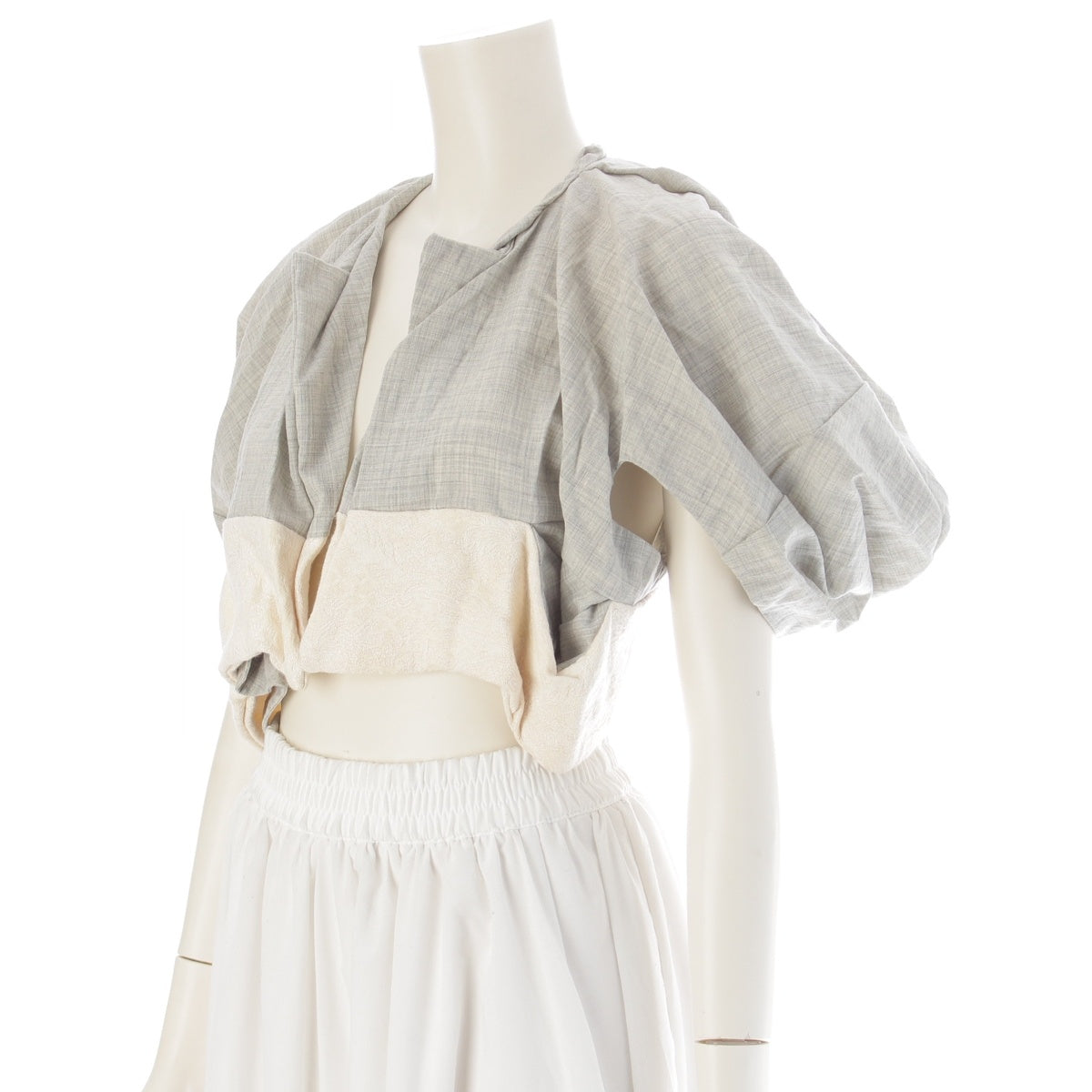 COMME des GARCONS wool Ultra-simple balloon big sleeve asymmetrical cropped top Jacket outer GT-11048S gray S