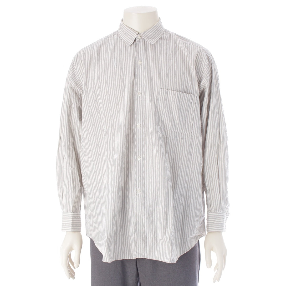 COMME des GARCONS HOMME PLUS cotton dot stripe Long sleeve shirt Tops (no AD marking) PB-110190 White gray