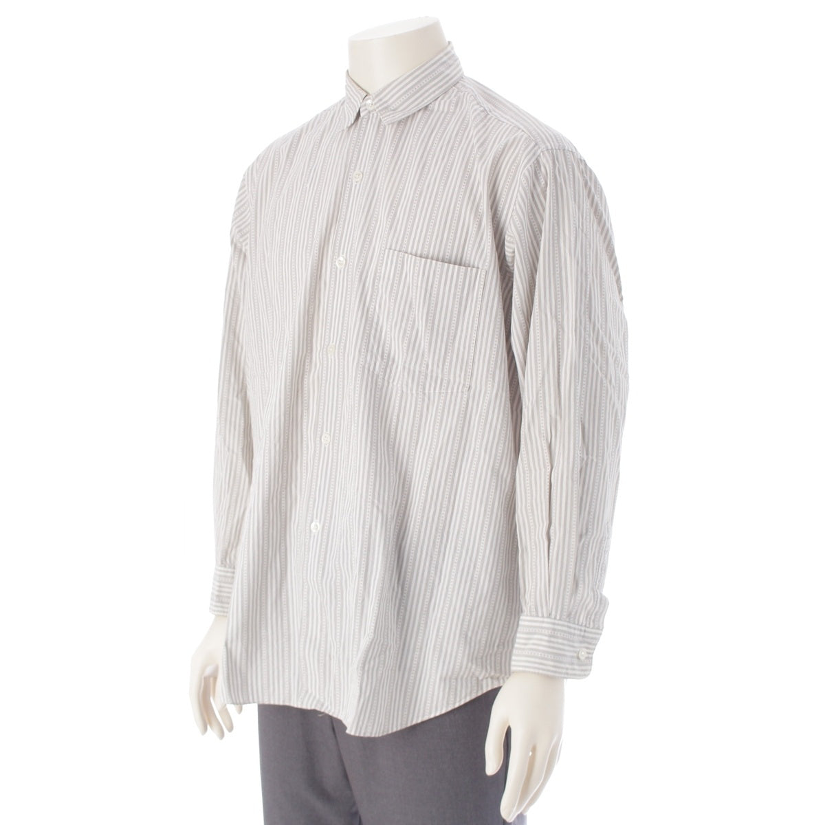 COMME des GARCONS HOMME PLUS cotton dot stripe Long sleeve shirt Tops (no AD marking) PB-110190 White gray