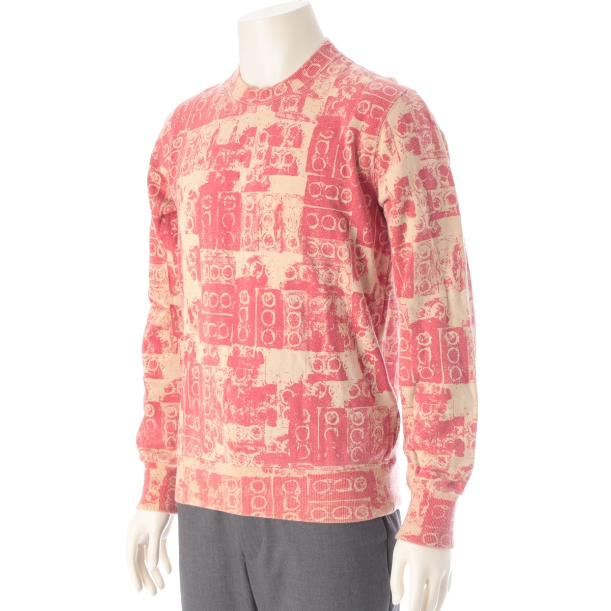 COMME des GARCONS HOMME PLUS Block print vintage style sweat tops PT-T039 Beige red S
