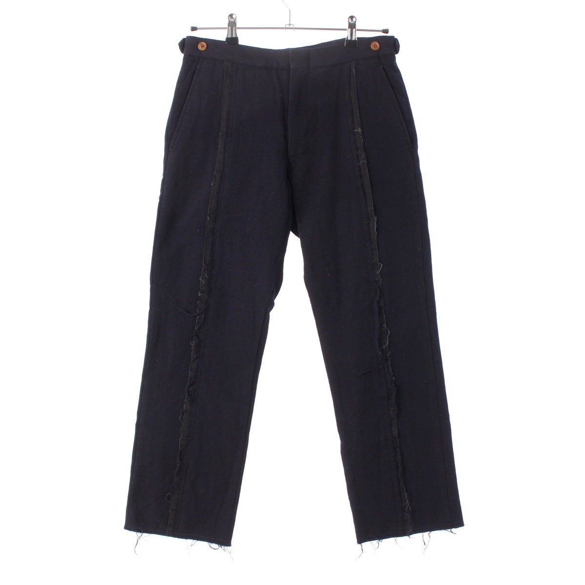 COMME des GARCONS HOMME PLUS wool Four black raw edge design line slacks Pants Bottoms PG-P015 Navy S