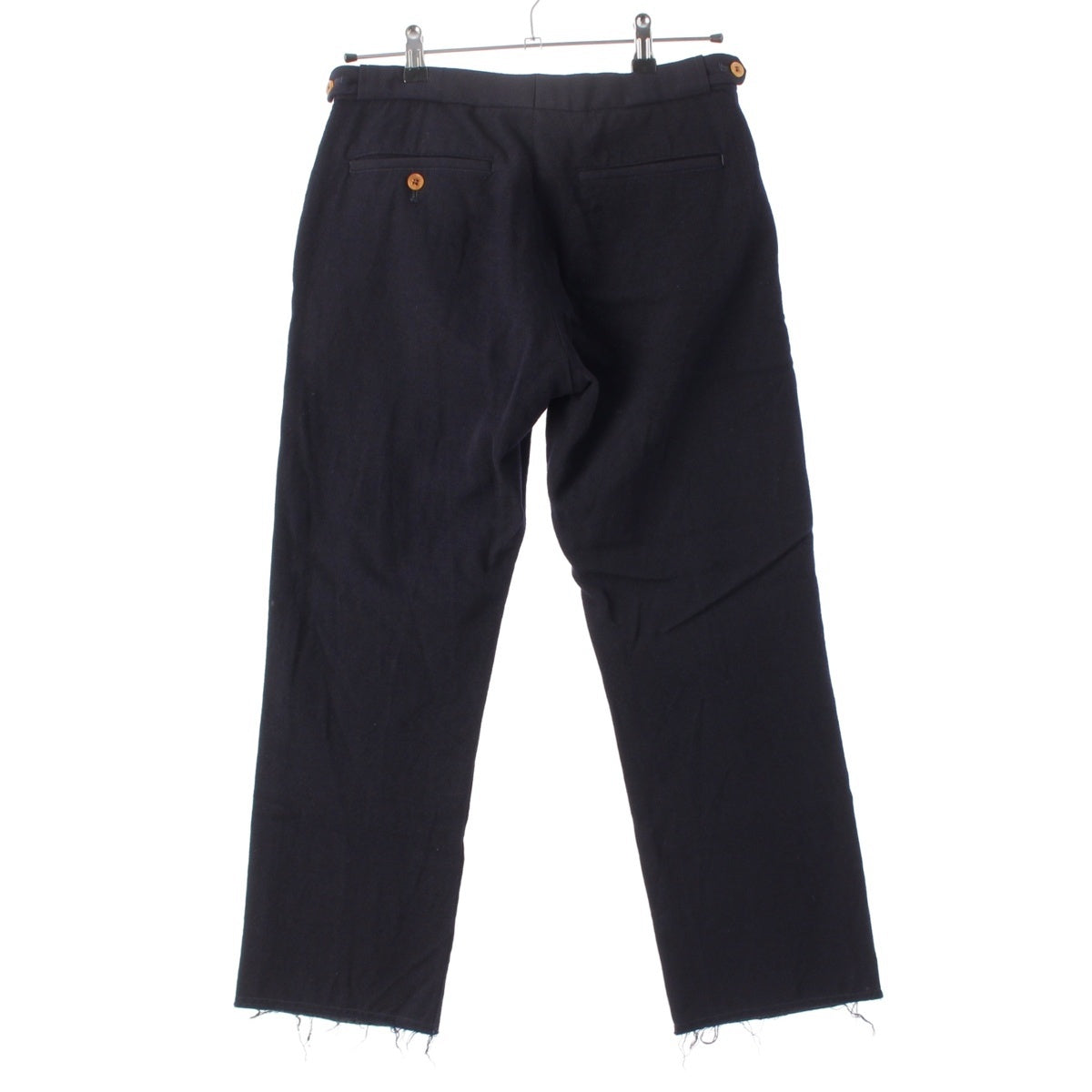 COMME des GARCONS HOMME PLUS wool Four black raw edge design line slacks Pants Bottoms PG-P015 Navy S