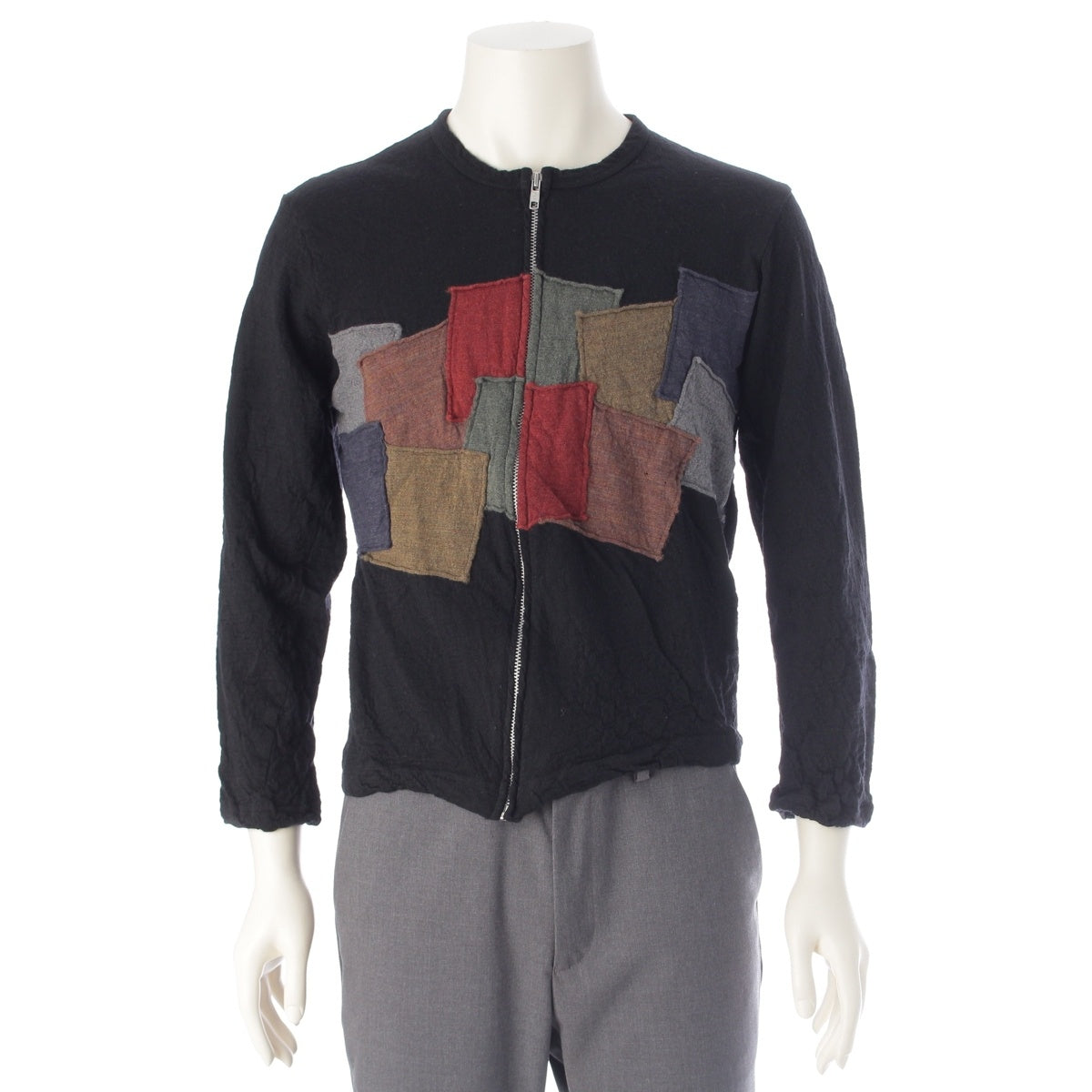 COMME des GARCONS SHIRT wool Zip-up patchwork cardigan tops black multi color M
