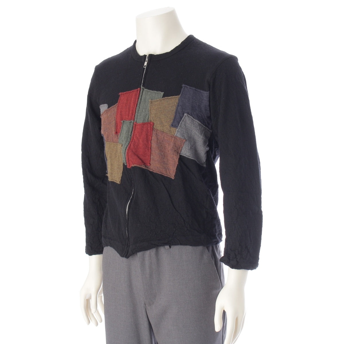 COMME des GARCONS SHIRT wool Zip-up patchwork cardigan tops black multi color M