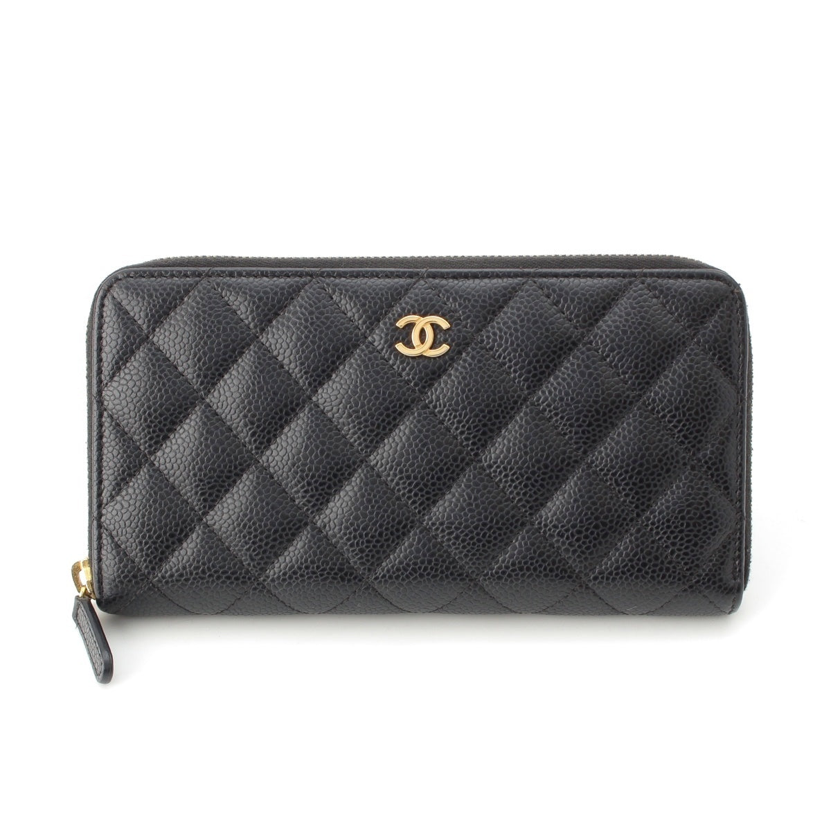 CHANEL Matrasse Caviar skin leather COCO Mark Zip Around Purse black