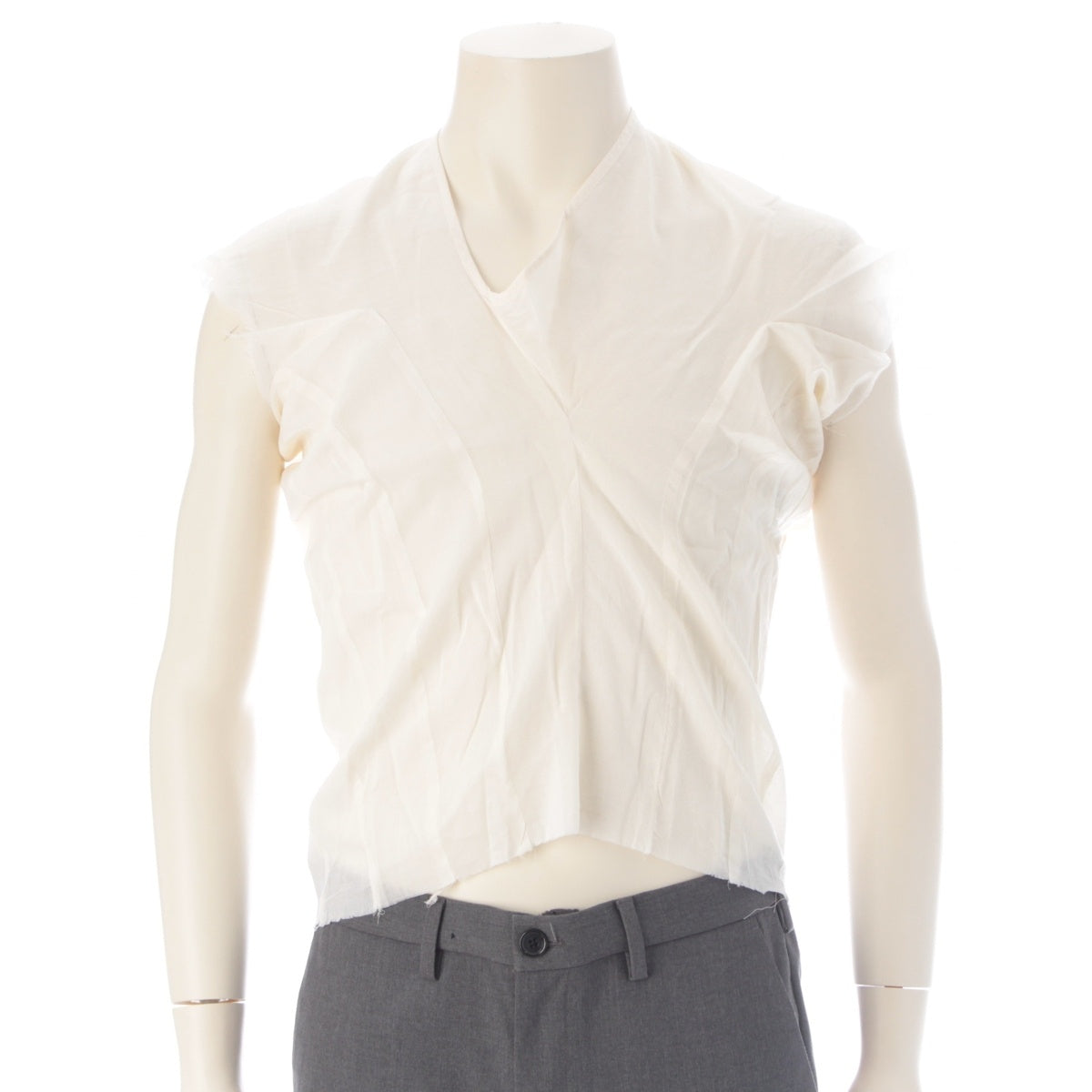 COMME des GARCONS cotton Claristing Sheer Side-Zip Sheeting Top tops Beauty GB-100060 Off white white
