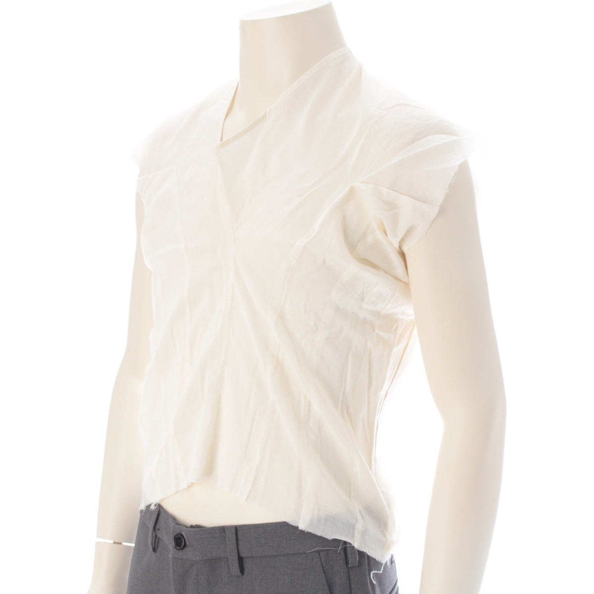 COMME des GARCONS cotton Claristing Sheer Side-Zip Sheeting Top tops Beauty GB-100060 Off white white