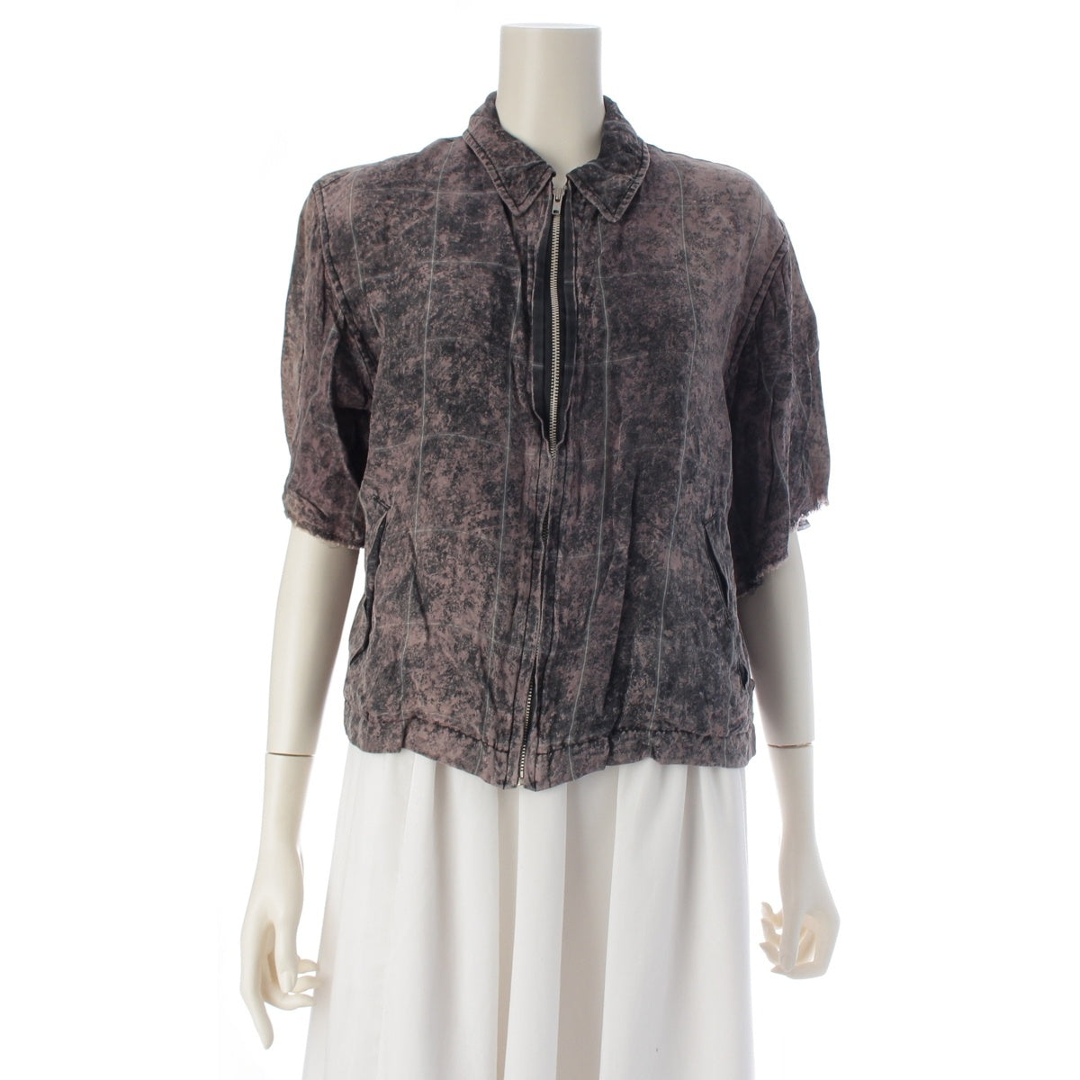 COMME des GARCONS Robe de Chambre Cupra Garment-dyed, bleached, faded short-sleeved jacket Blouson RJ-110390 Black purple