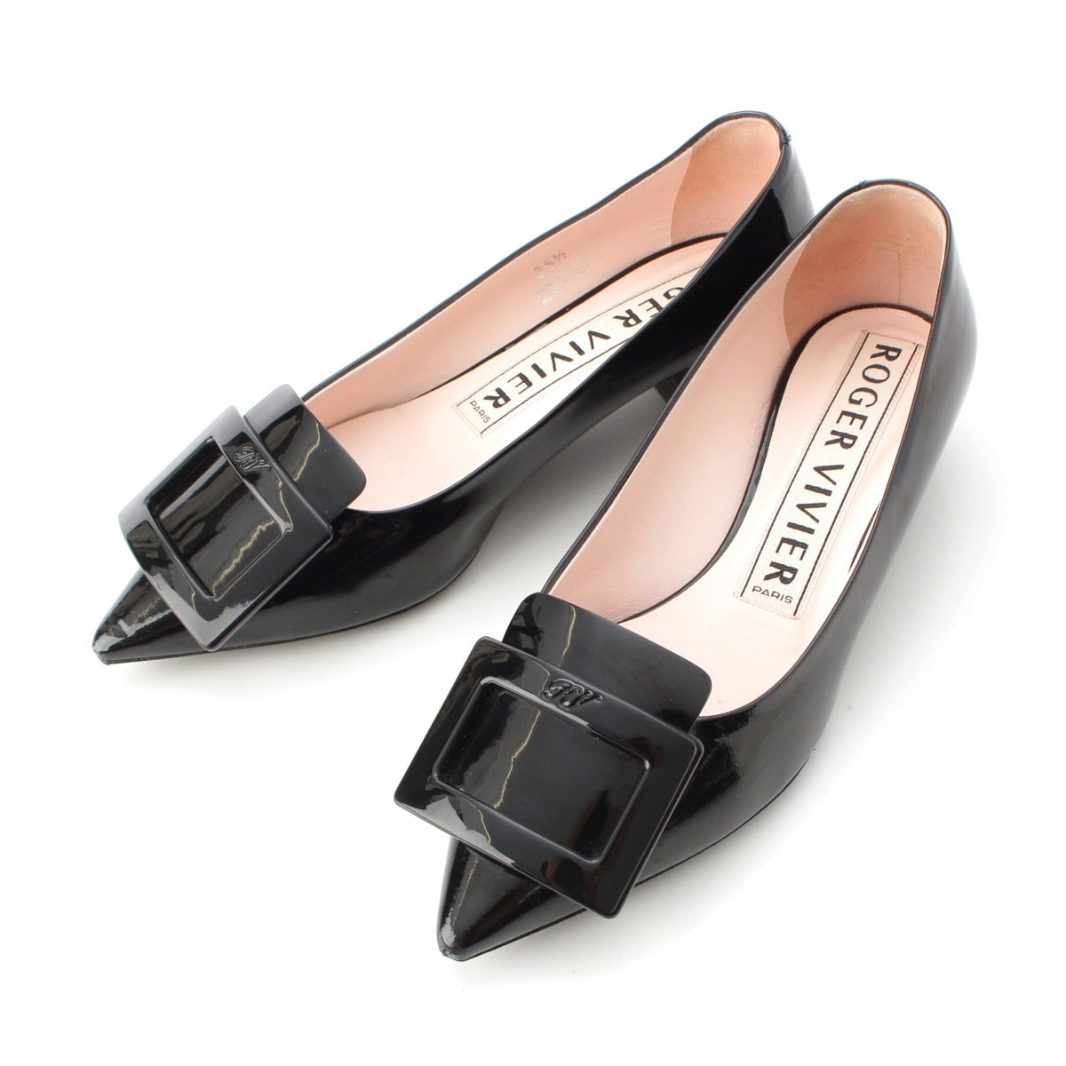 Roger Vivier Patent leather Buckle Heel pumps shoes black 35.5