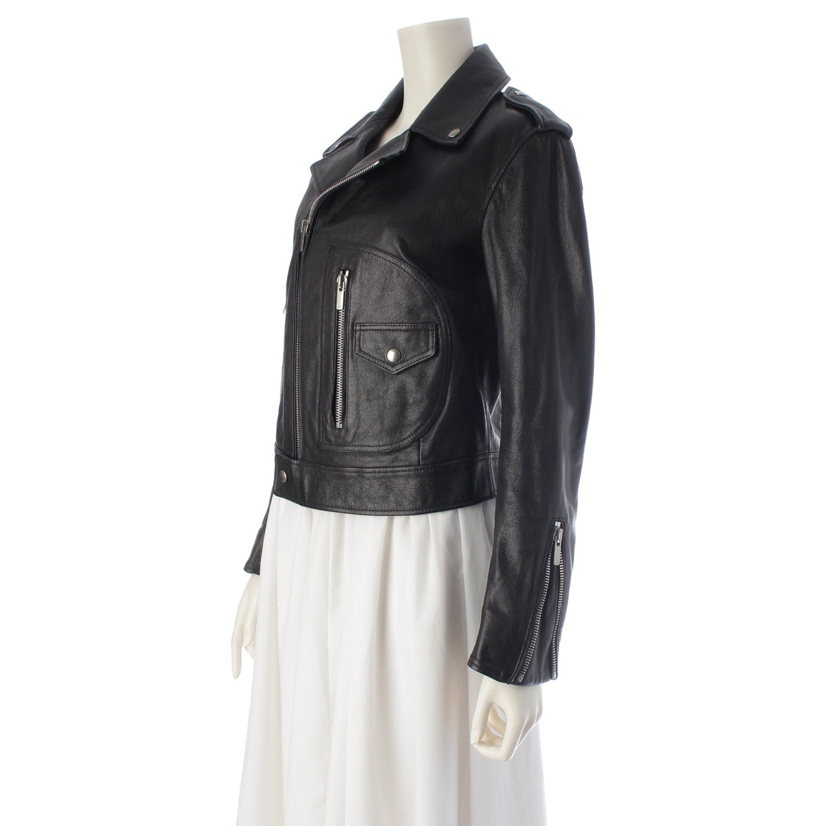 Dior Bee embroidered back logo studs Riders jacket 8C25272WA210 black 38