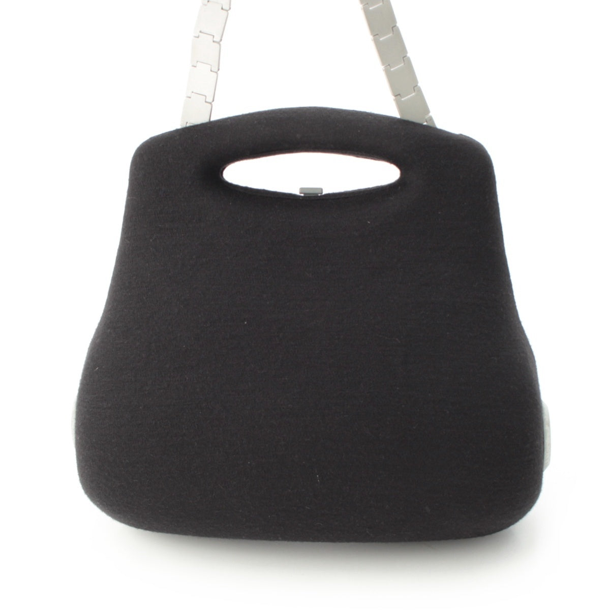 CHANEL PREMIERE EDITION Cotton jersey Vintage Hip 2-Way Shoulder Bag Handbag Black Silver