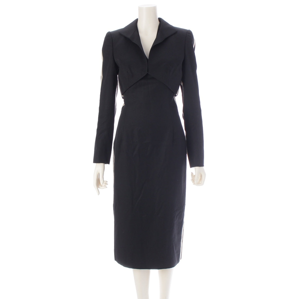 Givenchy Slanted collar jacket dress one piece setup black