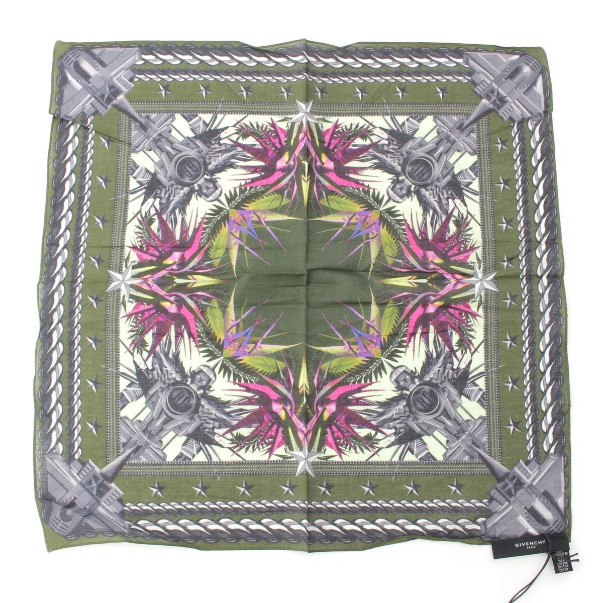 Givenchy cotton Bird of paradise flower handkerchief bandana Green system