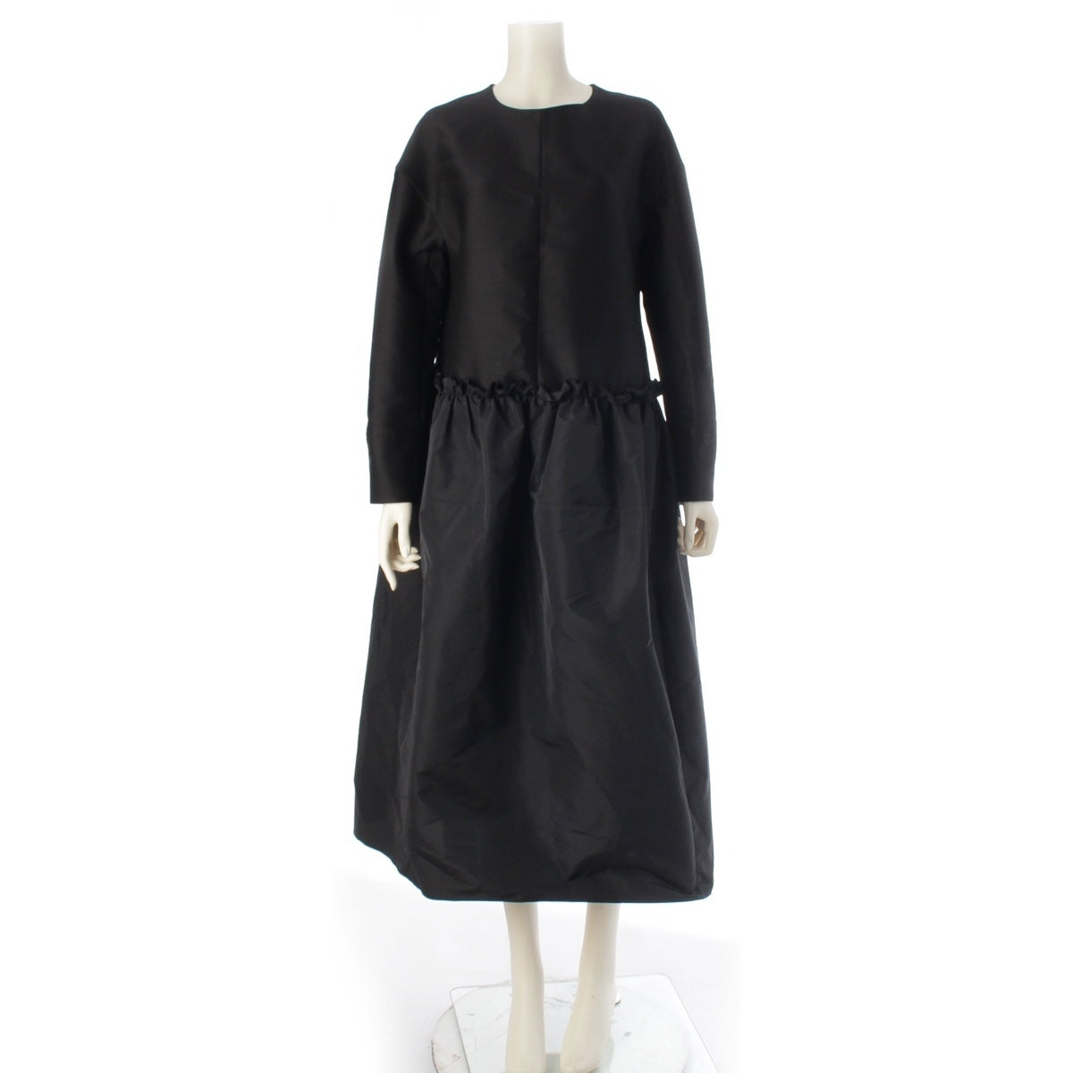 Drawer Wool silk blend WINTER2 Twill Waist Panel Gathered one piece dress 65262000008 black 36