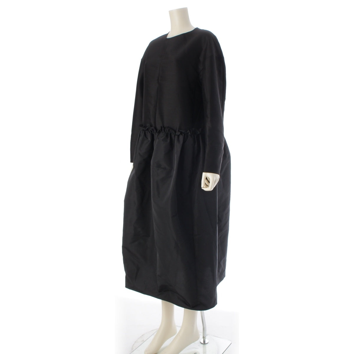 Drawer Wool silk blend WINTER2 Twill Waist Panel Gathered one piece dress 65262000008 black 36