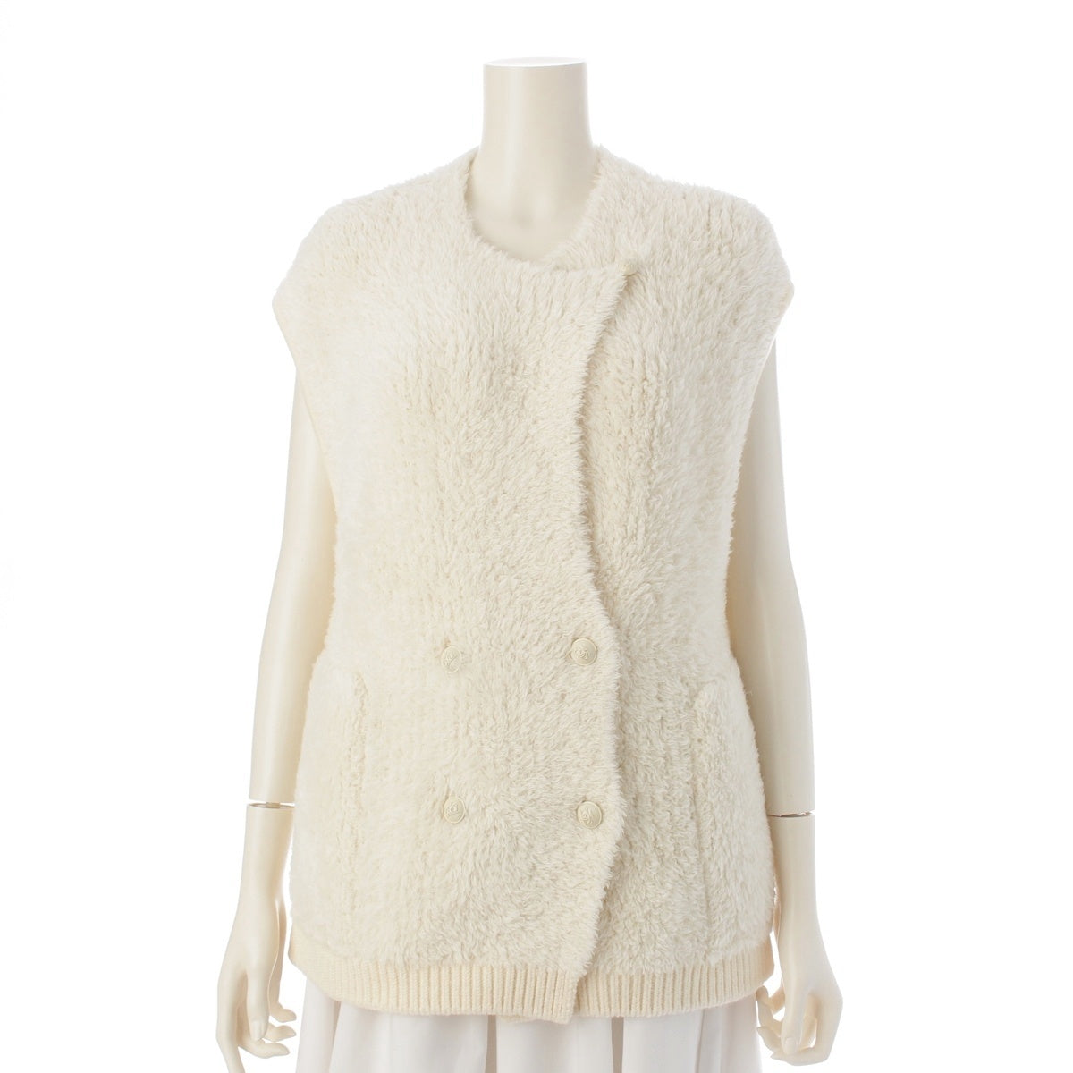 Drawer Alpaca x Nylon 3G Shaggy Knit Vest Best tops 6515-299-0513 white ‐