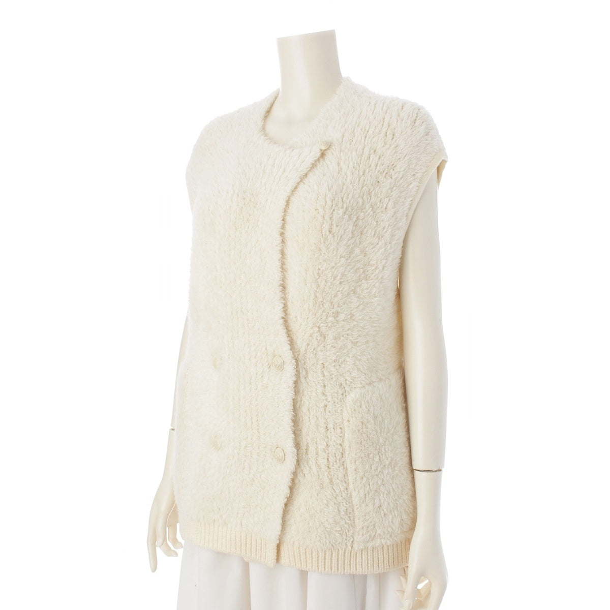 Drawer Alpaca x Nylon 3G Shaggy Knit Vest Best tops 6515-299-0513 white ‐