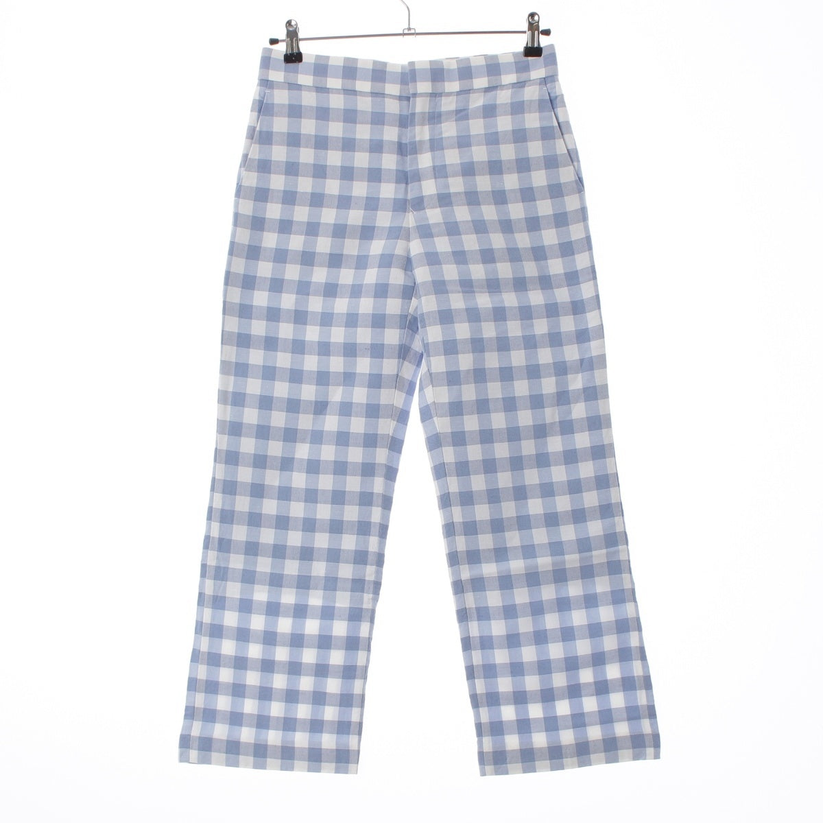 Drawer Gingham check straight cropped pants Pants Bottoms 6514-236-1199 White light blue 36
