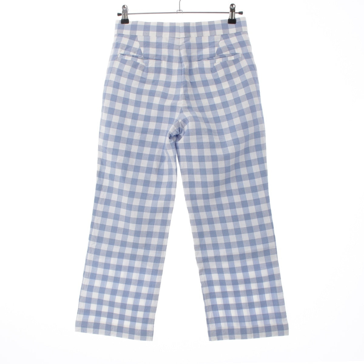 Drawer Gingham check straight cropped pants Pants Bottoms 6514-236-1199 White light blue 36