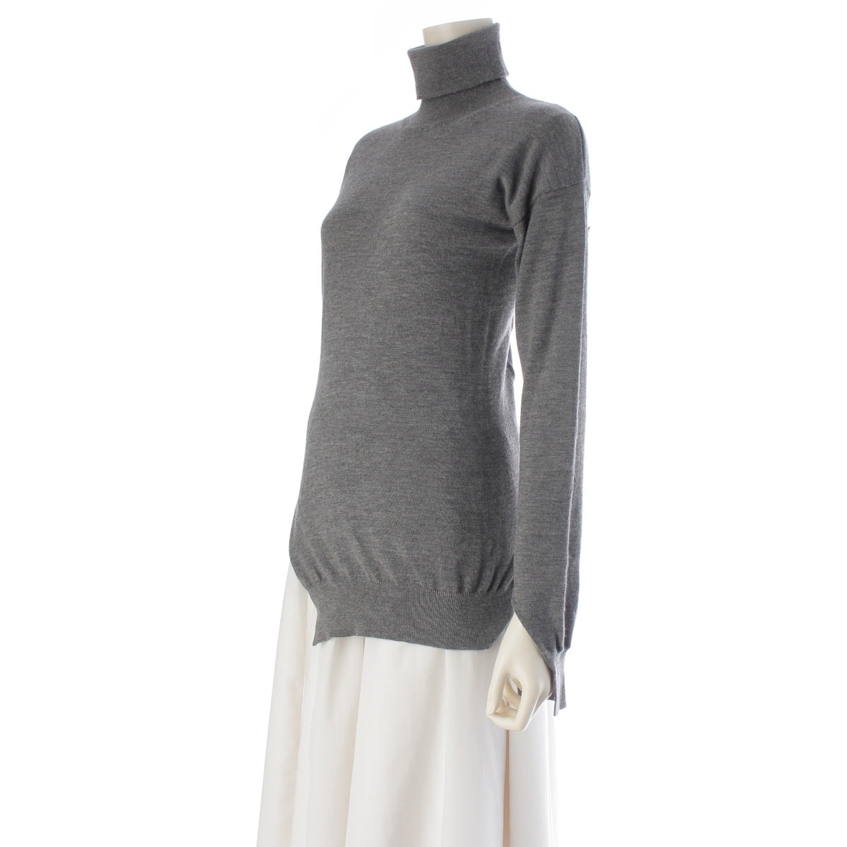 THE ROW Nomi cashmere Asymmetrical design turtleneck knit Sweater long sleeve 7056‐Y212 gray XS