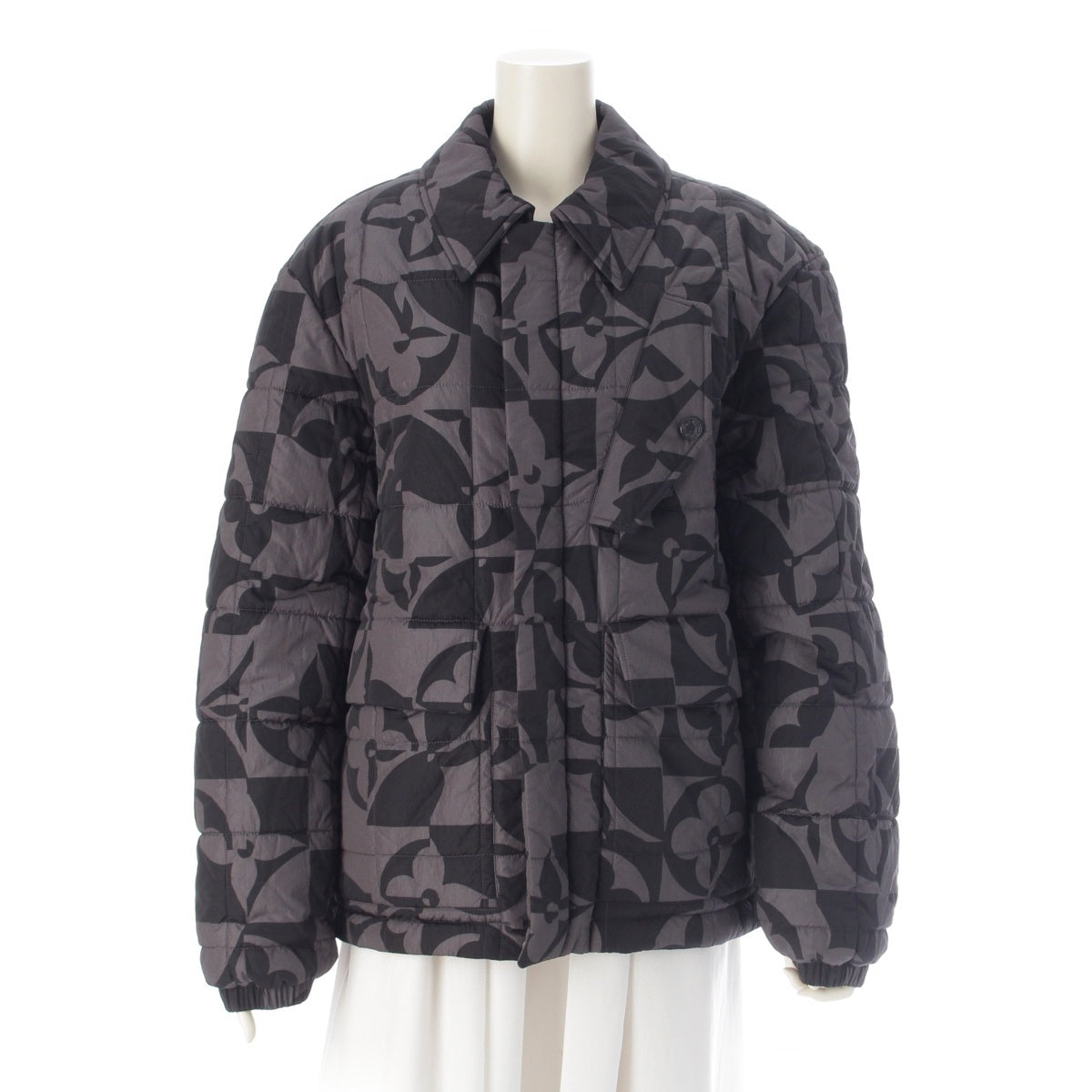 LOUIS VUITTON Monogram Nylon Flower Quilting Down jacket outer gray 52