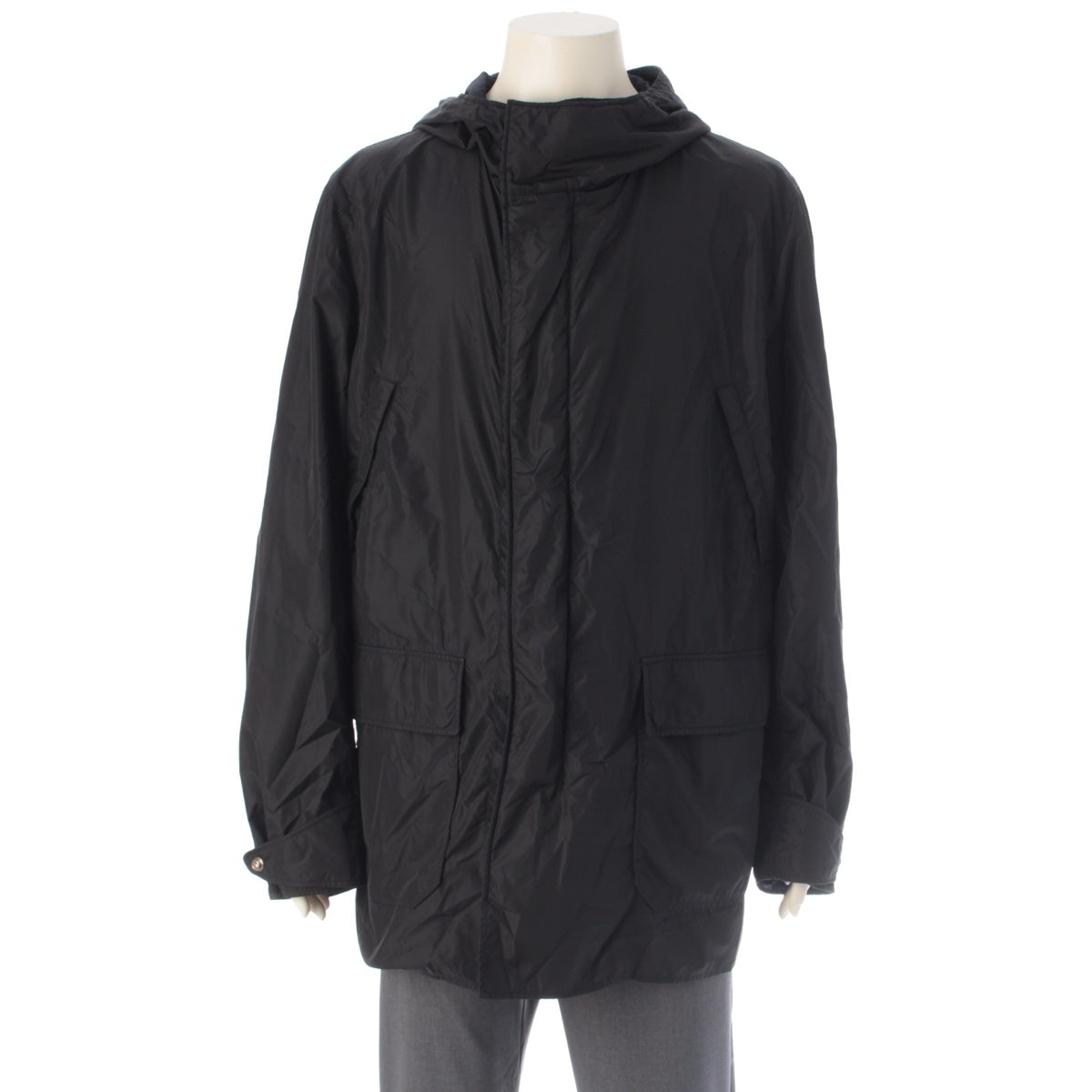 PRADA Reversible Hooded Nylon jacket Coat outer Black navy 54