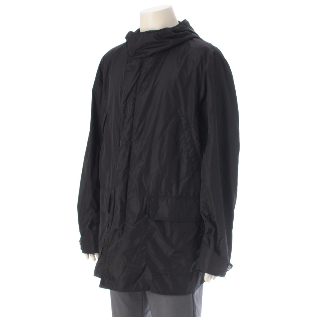 PRADA Reversible Hooded Nylon jacket Coat outer Black navy 54
