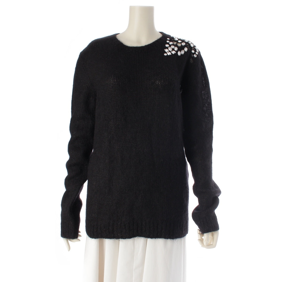 SAINT LAURENT Mohair wool blend Bijoux sweater Knit Top 501944 black M