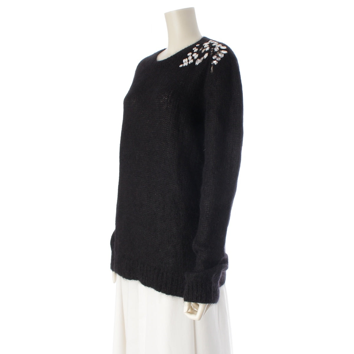 SAINT LAURENT Mohair wool blend Bijoux sweater Knit Top 501944 black M