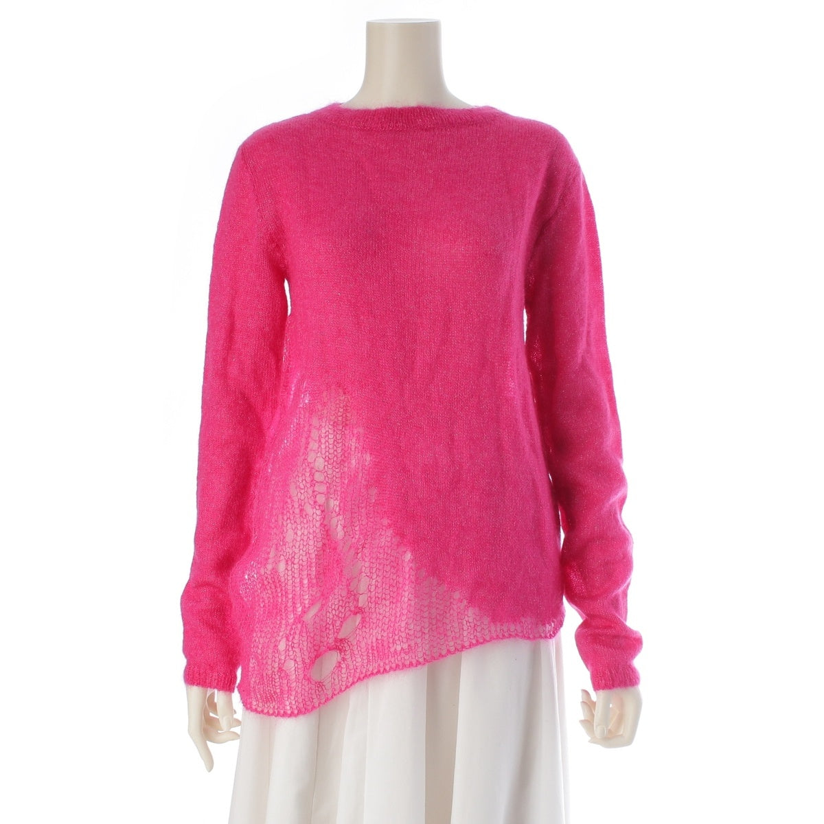 SAINT LAURENT Mohair silk lame knit sweater tops 560135 pink M