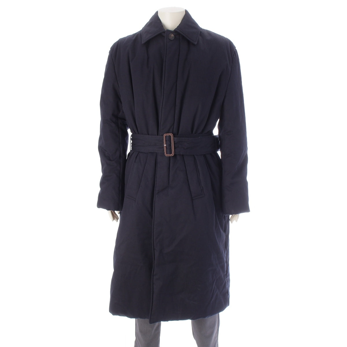BALENCIAGA cotton Concealed placket, padded Stainless collar coat 485721 Navy 44