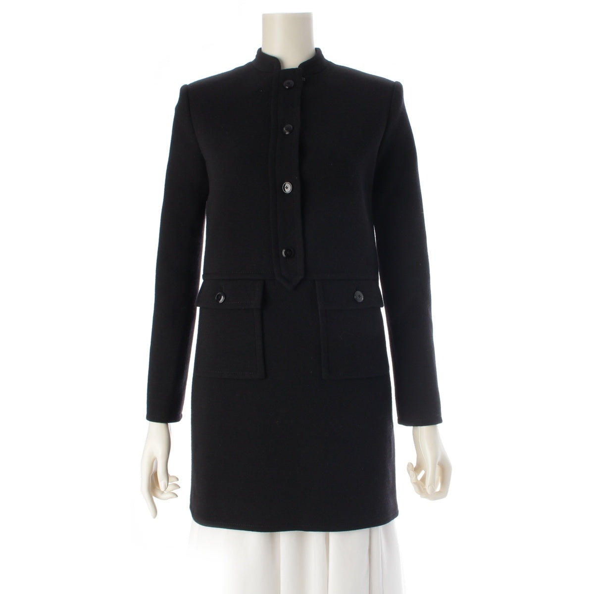 SAINT LAURENT wool One piece dress Tunic formal 658317 black F34