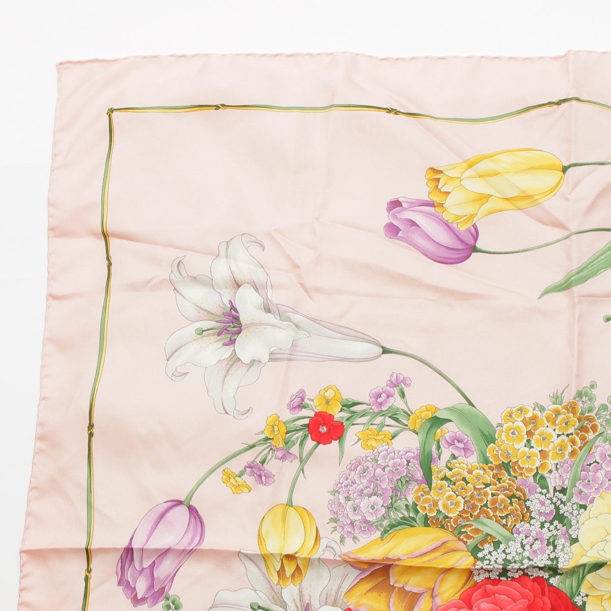 GUCCI silk Flora floral pattern scarf pink