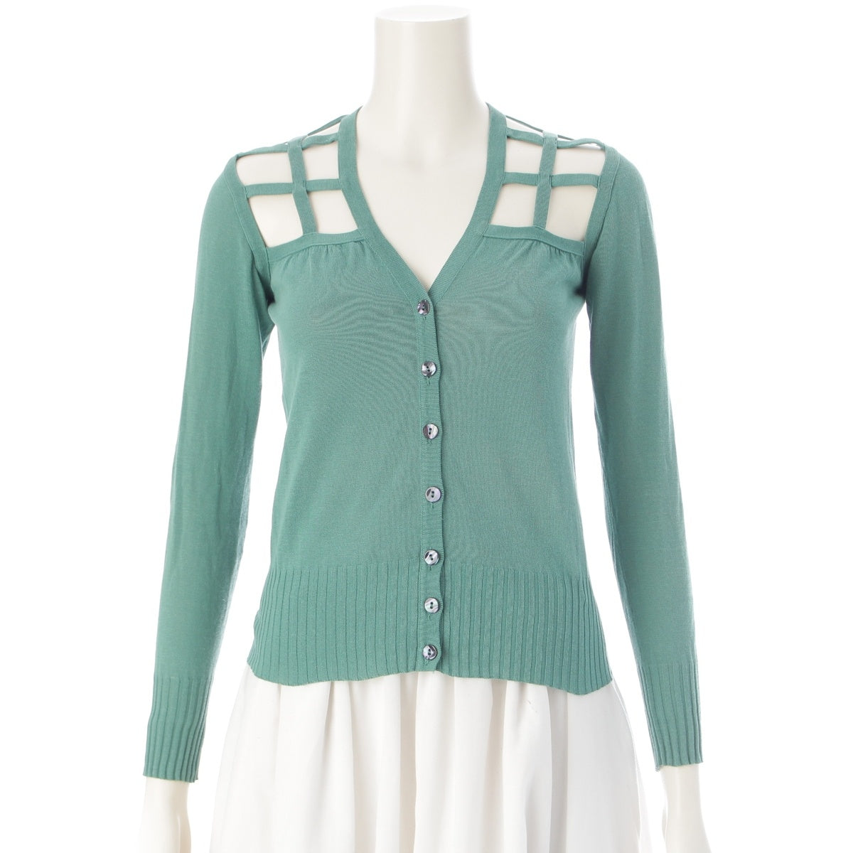 JEAN-PAUL GAULTIER Maille cotton cut out cardigan green S