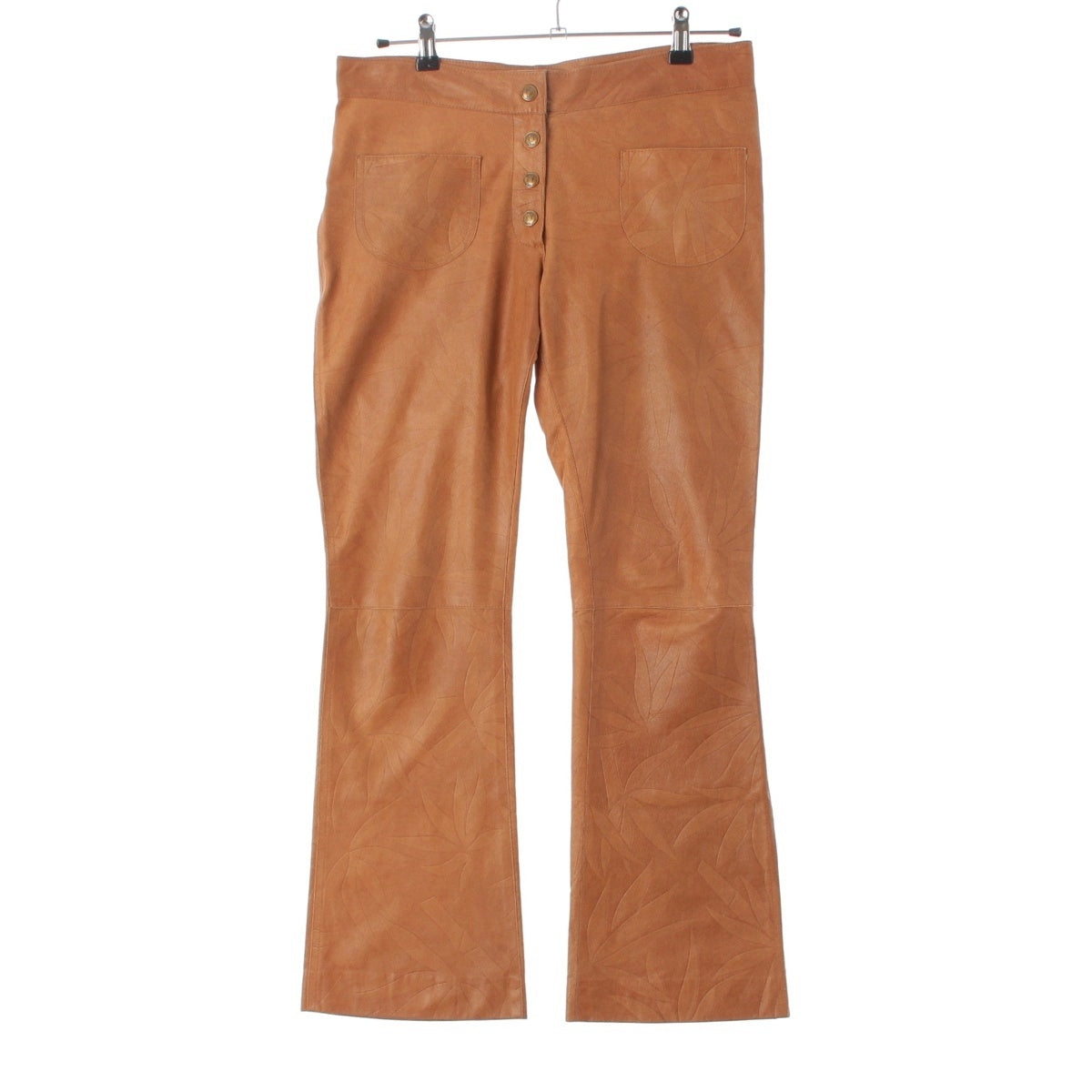 Christian Dior Goat leather Leaf pattern Pants Brown camel 34