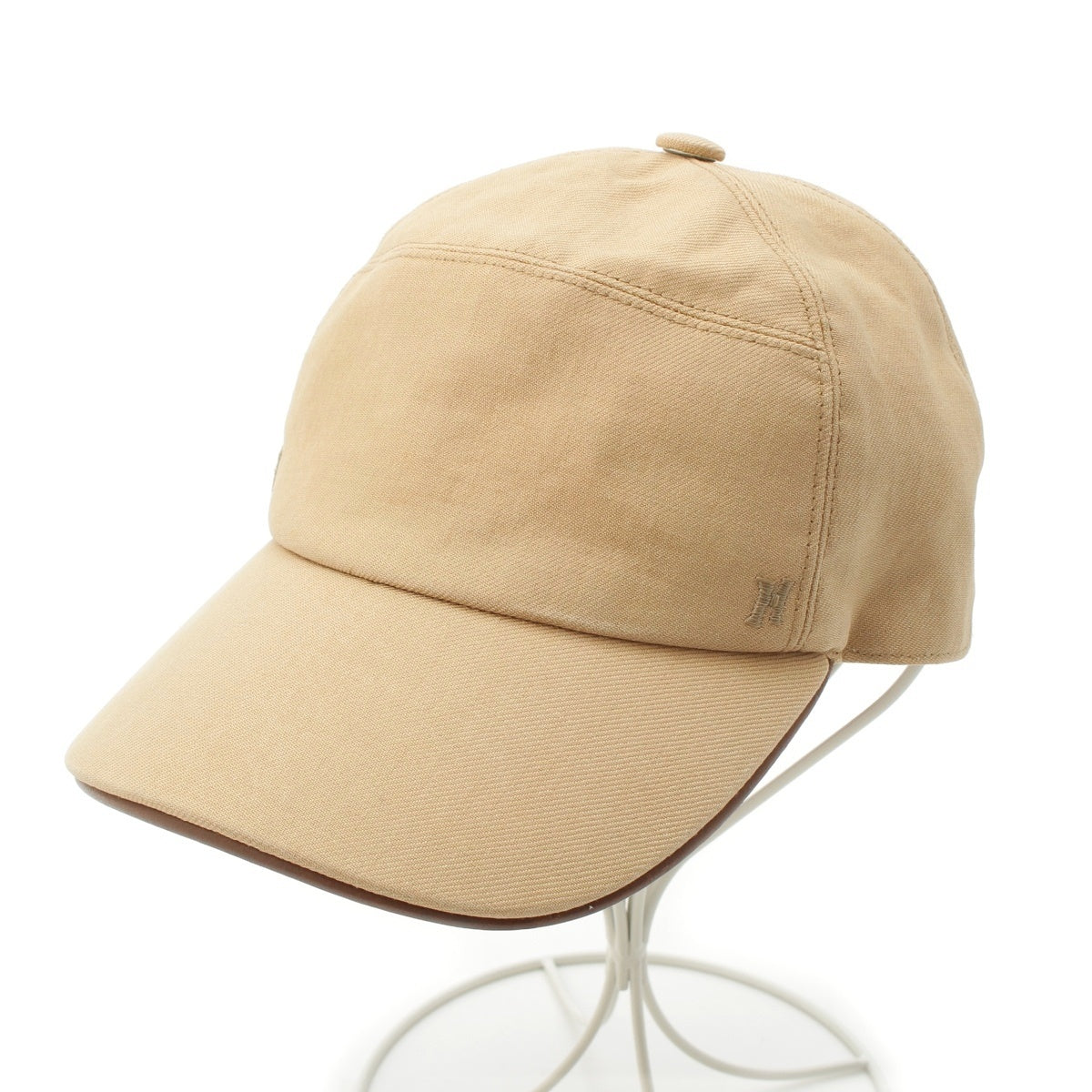 HERMES Serie Button Embroidery cap hat beige 57