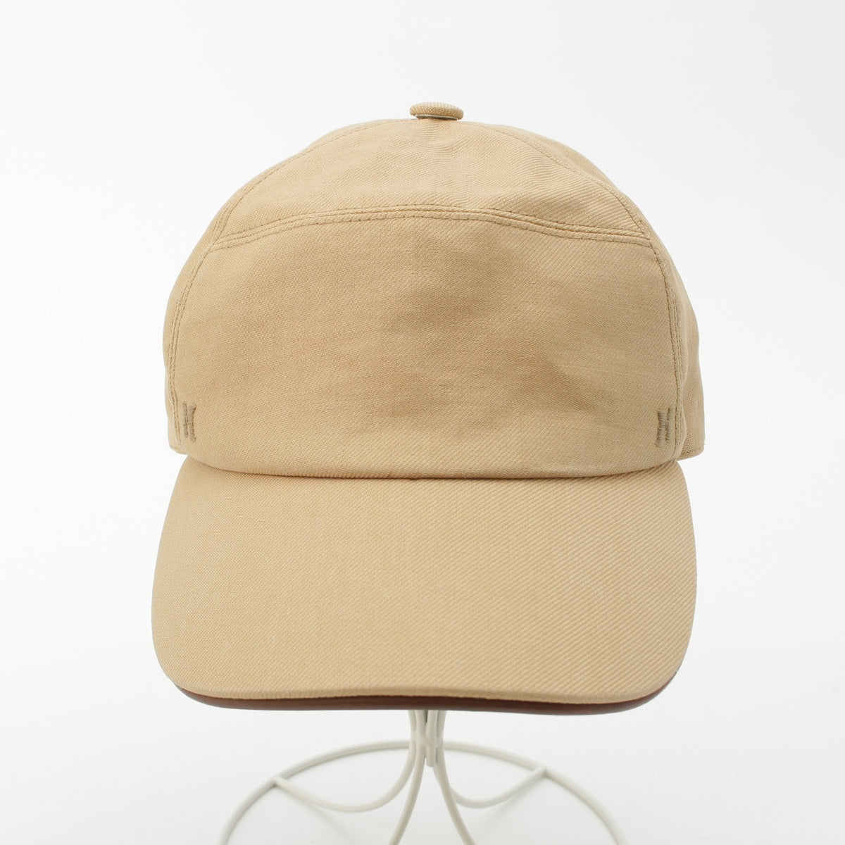 HERMES Serie Button Embroidery cap hat beige 57