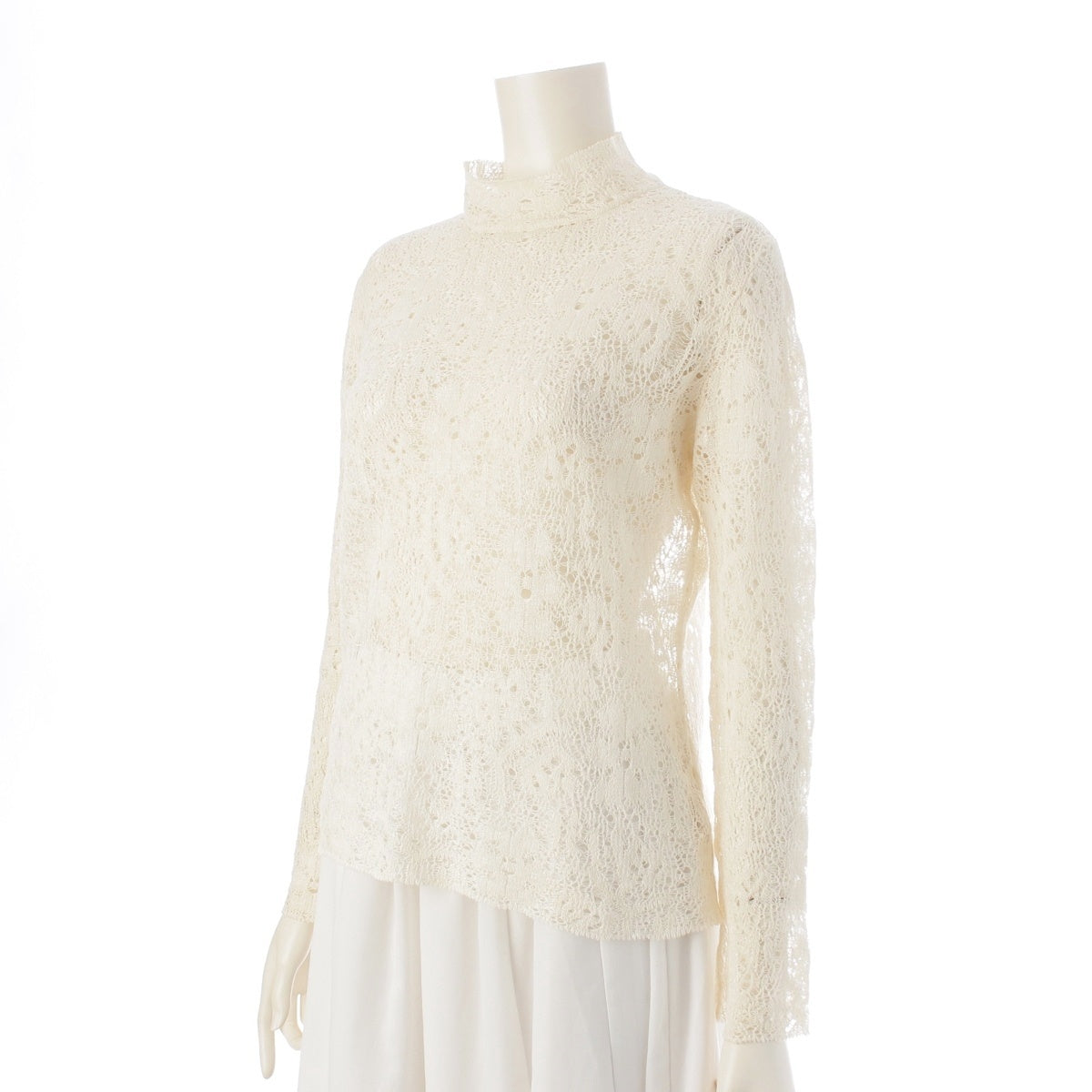 Christian Dior Linen silk blend Bee embroidery lace long sleeves tops 424S19AM75 Ivory 34