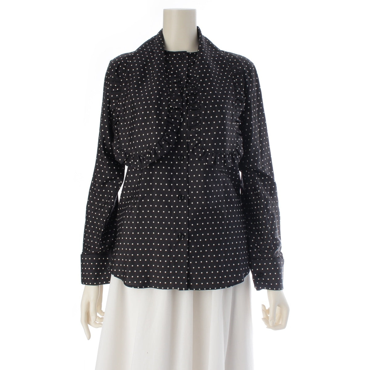 Dior silk Ascot Dot Pattern blouse 311B05A6131 black 38