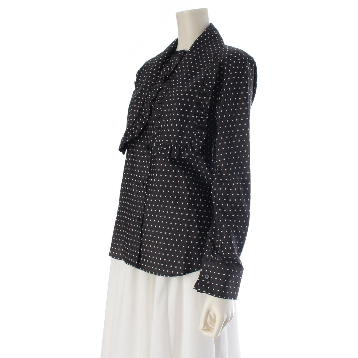 Dior silk Ascot Dot Pattern blouse 311B05A6131 black 38