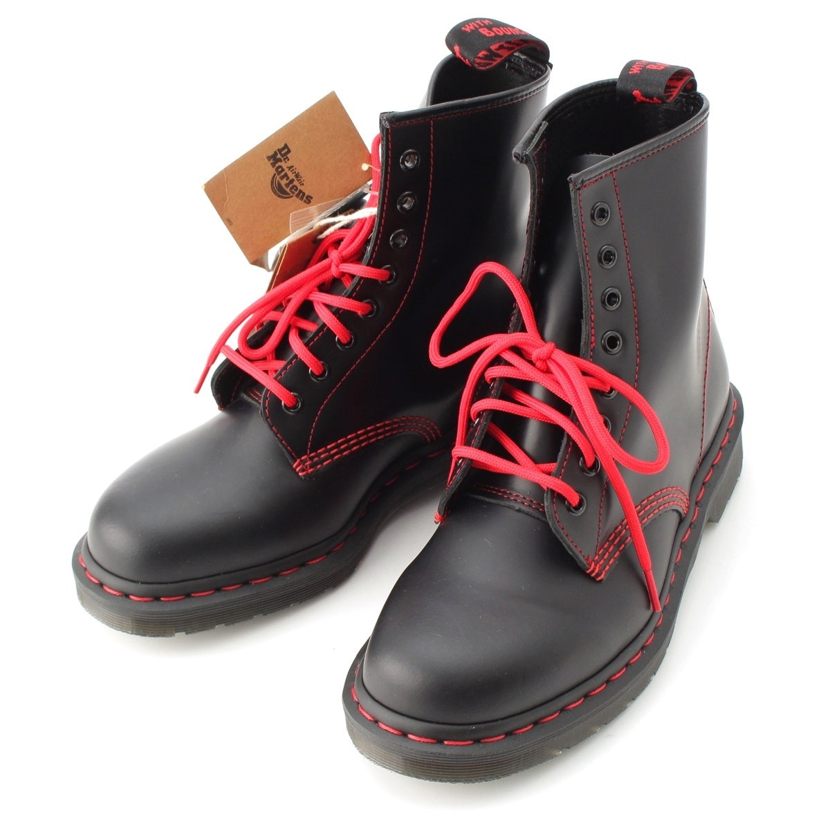 Dr.Martens leather Japan Exclusive 8-Hole Short Course boots 1460RS Black red UK8