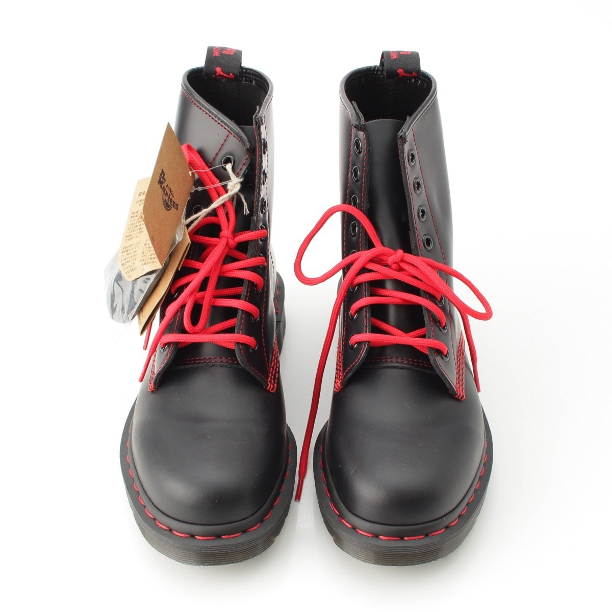 Dr.Martens leather Japan Exclusive 8-Hole Short Course boots 1460RS Black red UK8