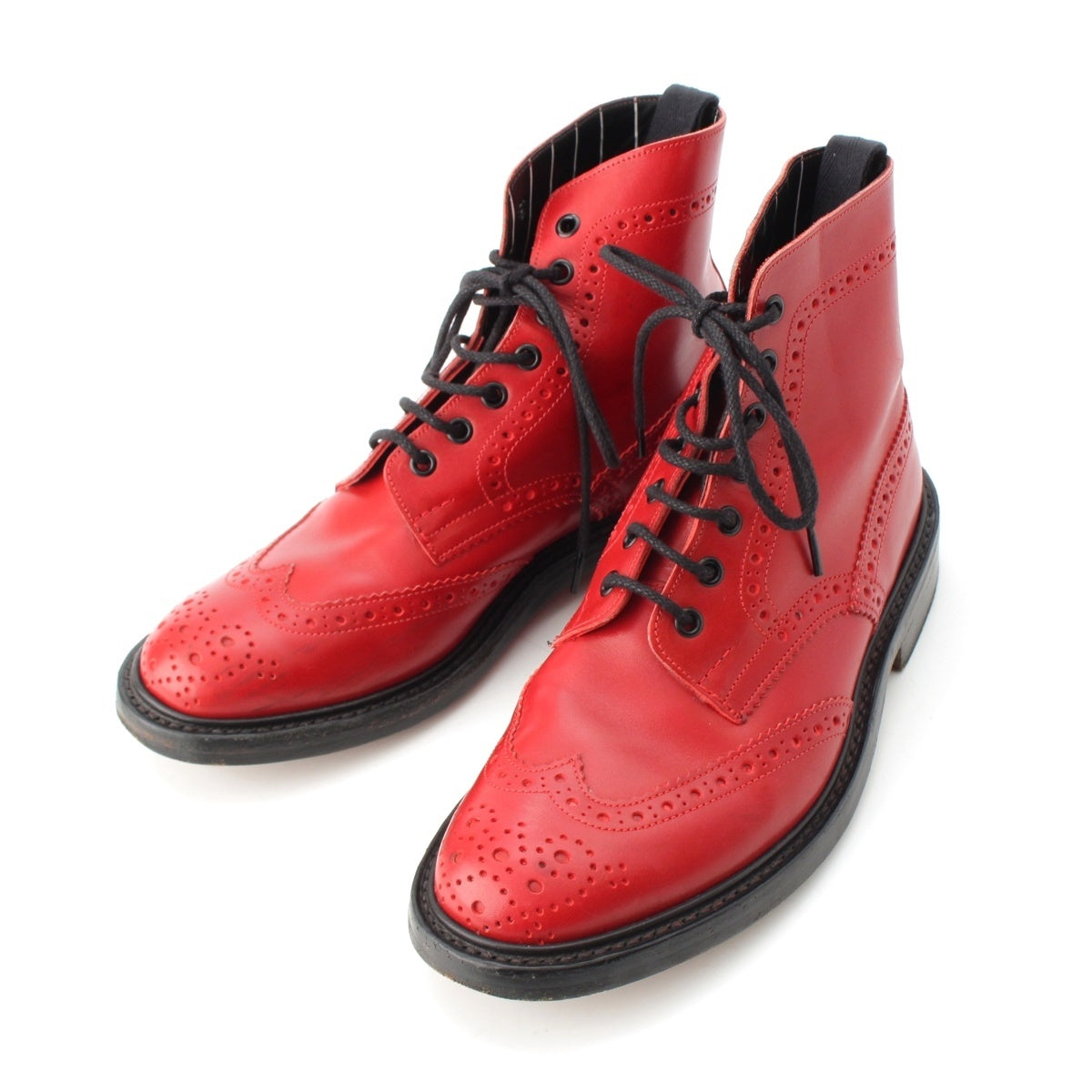 Tricker's leather Wingtip Country boots Red 10.6"