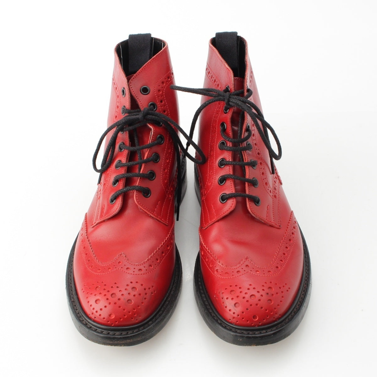 Tricker's leather Wingtip Country boots Red 10.6"