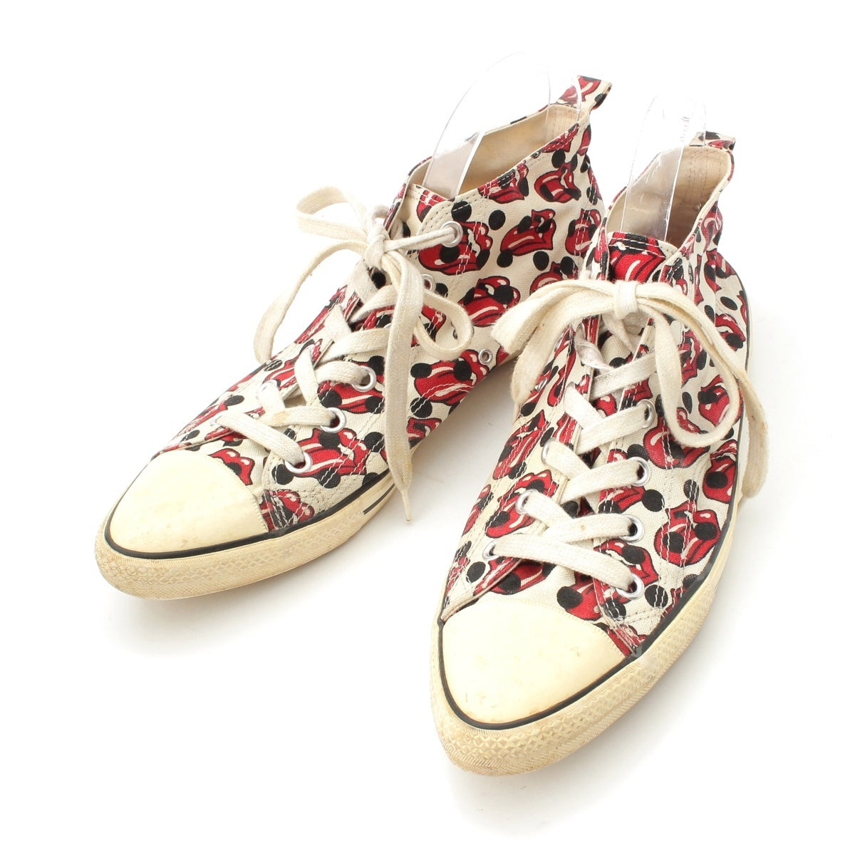 COMME des GARCONS HOMME PLUS x Rolling Stones canvas Overall handle sneakers shoes White red 27