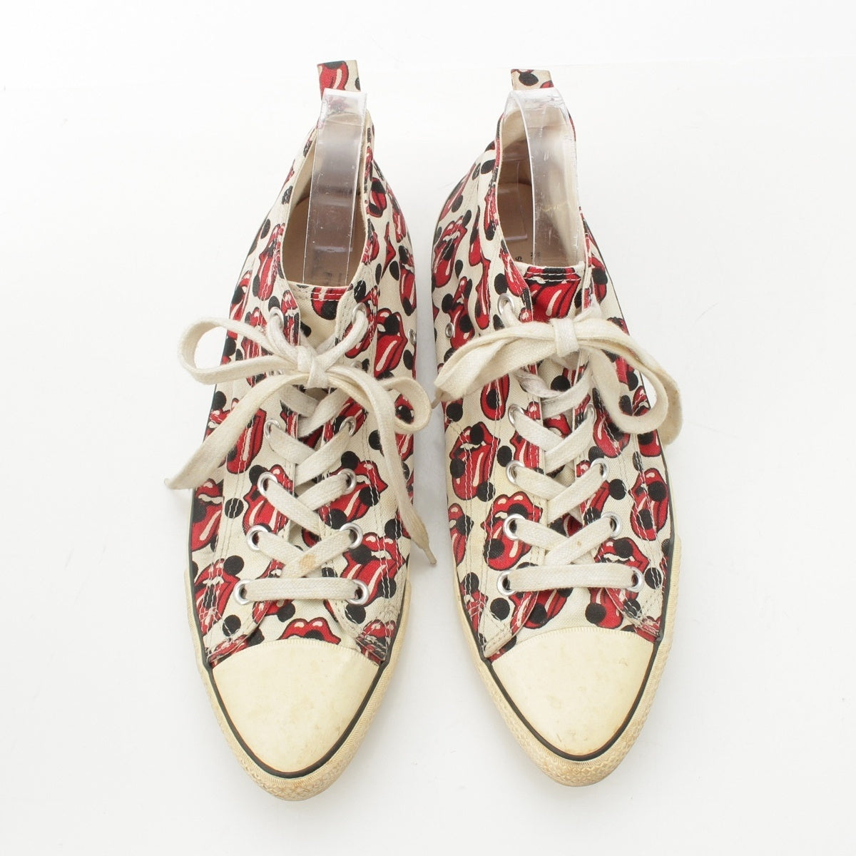 COMME des GARCONS HOMME PLUS x Rolling Stones canvas Overall handle sneakers shoes White red 27