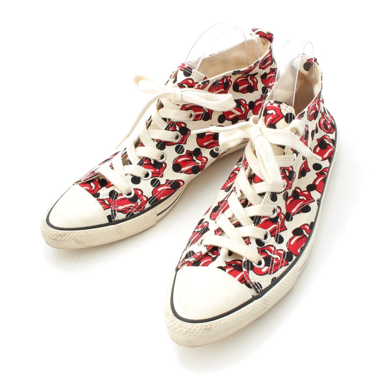 COMME des GARCONS HOMME PLUS Rolling Stones canvas Overall handle sneakers shoes White red