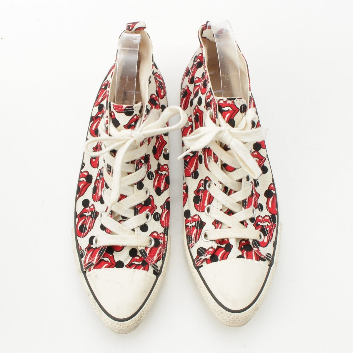 COMME des GARCONS HOMME PLUS Rolling Stones canvas Overall handle sneakers shoes White red