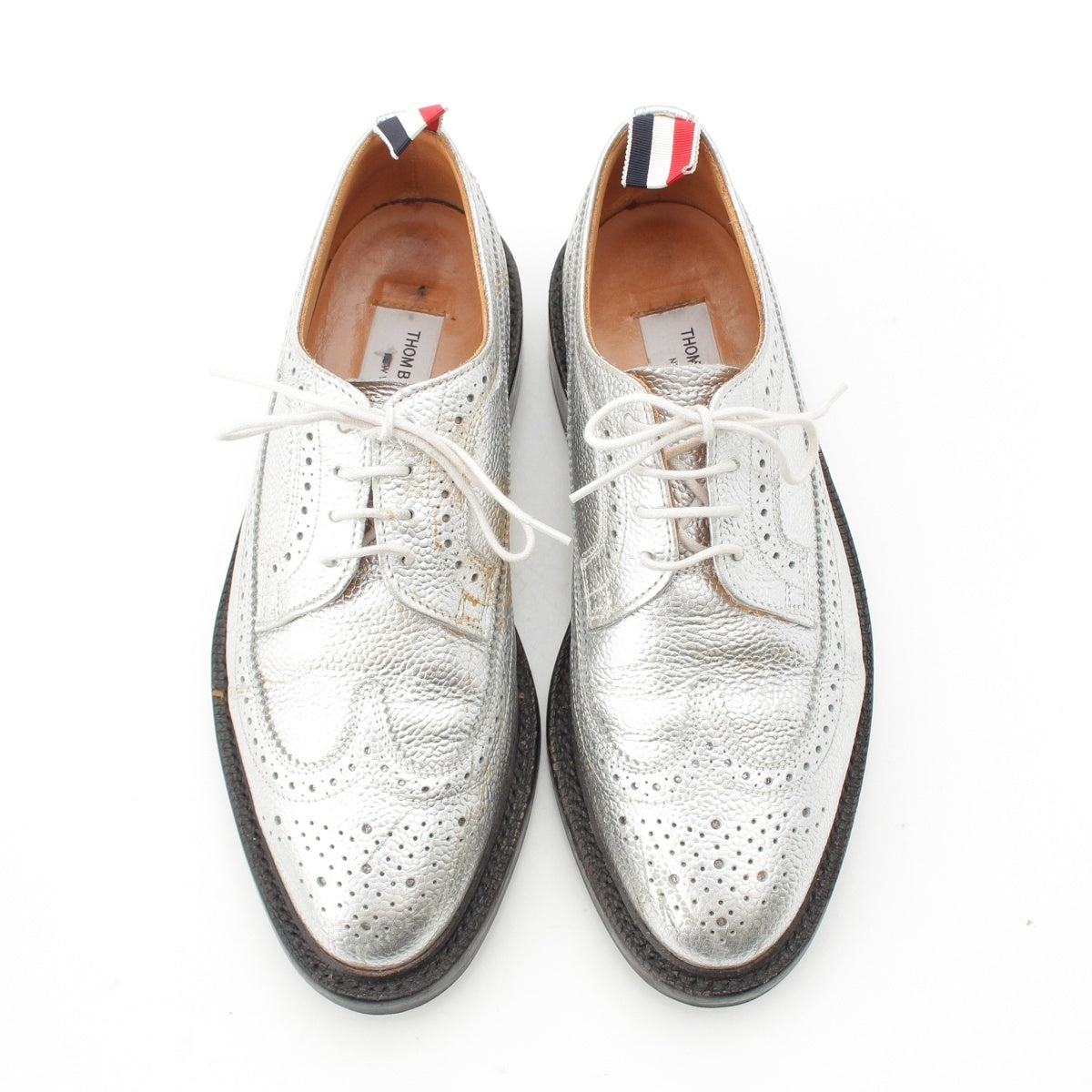 THOM BROWNE Wingtip medallion Dress shoes Silver UK6.5